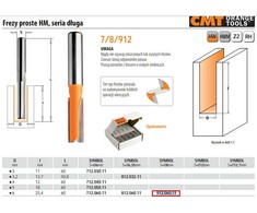 Tiesi pirštinė freza CMT; S=8 mm; D=6 mm