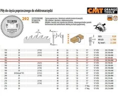 Pjovimo diskas medienai CMT 292; 184x2,6x30; Z40; 15°
