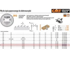 Pjovimo diskas medienai CMT 292; 165x2,2x20,0 mm; Z56; 10°