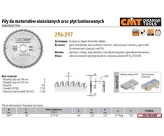 Pjovimo diskas laminatui CMT 296; 190x2,8x30; Z64; -6°