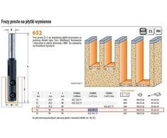 Tiesi pirštinė freza CMT; S=12 mm; D=14 mm