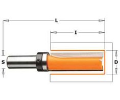 Tiesi pirštinė freza CMT; S=12 mm; D=19 mm; su guoliu