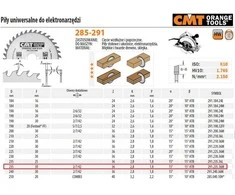 Pjovimo diskas medienai CMT 291; 235x2,8x30; Z36; 15°