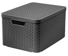 Plastikinė dėžė su dangčiu Style Box Rattan M Curver 18L/39x29x18.7cm tamsiai ruda