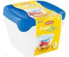 Curver / Keter CURVER Rinkinys POJEMNIKÓW KWADRATOWYCH FRESH&amp;GO 3X1,2L /Mėlynas/ TRANSPARENTNY