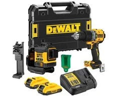 Rinkinys 2 narzędzi akumulatorowych, wiertarko wkrętarka DCD800 i laser 3-wiązkowy 360° DCLE34031 18V Li-Ion 2x2,0Ah DeWALT [DCK2095D2T-QW] su wiązką žalia do 40m