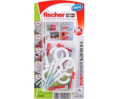 FISCHER DUOPOWER kaištis 6×30 su apvaliu kabliu /6vnt. BALTI