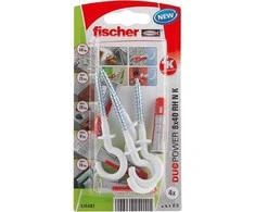 FISCHER DUOPOWER kaištis 8×40 su apvaliu kabliu /4vnt. BALTI
