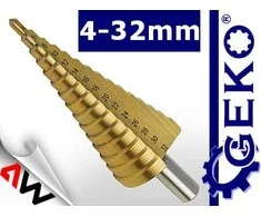 Grąžtas grąžtai STOŻKOWE 4-32mm /GEKO