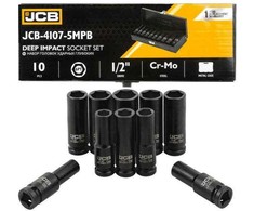 Smūginių sukimo galvučių komplektas JCB 4107-5MPB; 1/2''; 10-24 mm; 10 vnt.