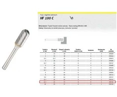 KLINGSPOR FREŽAS METALUI HF 100 C FI12.7x25mm BOTAS 6mm TIPO CRC, sferinis-cilindrinis