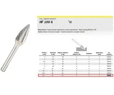 Grąžtas KLINGSPOR FREZ DO METALU HF 100 G FI12,7x25mm TRZPIEŃ 6mm TYP SPG, HIPERBOLICZNY-SZPIC