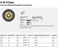 KLINGSPOR TARCZA DO SZLIFOWANIA METALU 125mm x 6,0mm x 22,2mm A46N Supra ALUM.