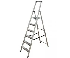Kopėčios KRAUSE Solidy, 6 pakopų, vienpusės, su daiktų lentynėle, darbinis aukštis 330 cm
