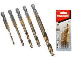 MAKITA Rinkinys grąžtų DO METALU HSS-TIN 1/4" HEX /5szt.