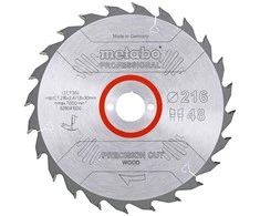 Pjovimo diskas 216x2,4/1,8x30, z48, WZ, -5°. Precision Cut., Metabo