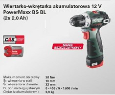 metabo akumuliatorinis gręžtuvas BS BL 12V 38Nm 2x2,0Ah