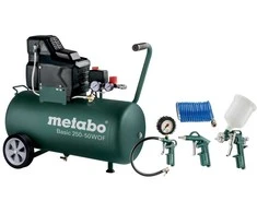 METABO KOMPRESOR BASIC 250-50 W OF + LPZ 4 230V 50L 8BAR 120L/MIN BEZOLEJOWY ...
