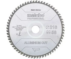 Pjovimo diskas aliuminiui Metabo FZ/TZ Aliuminio Cut Professional; 216x30x58 mm; -5°