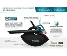 Konner &amp; Sohnen Akumuliatorinis lapų pūstuvas - siurblys 40V, KS LBV-40V, be akumuliatoriaus ir kroviklio