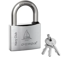 Nerūdijančio plieno pakabinama spyna GERDA Navy Club KCNP50, 50 mm, chromuota