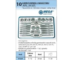 Mega Sriegiklių ir sriegpjovių rinkinys, 5-12mm, 24 dalys