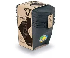 Prosperplast KEDEN ŠIUKŠLIADĖŽĖ SORTIBOX 25L RINKINYS 3 – ANTRACITO SPALVOS ECO WOOD