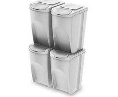 Prosperplast Atliekų rūšiavimo šiukšliadėžė Sortibox 4 x 35 l, pelenų pilka spalva