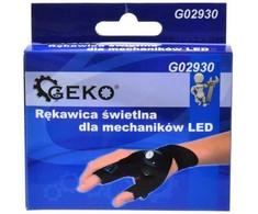 Geko Šviesos mechanikos pirštinė su LED darbiniu žibintuvėliu, atspari vandeniui, universali