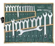 Rockforce Rinkinys plokščių dvikilpių veržliarakčių 25el. (6-32mm) +1 klucz płaski 36x41mm na płótnie
