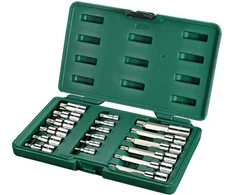 Galvučių su antgaliais rinkinys Sata S09052; 1/4''+1/2''; 18 vnt.