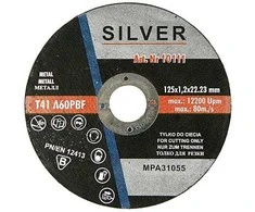 SILVER Sidabrinis Sidabrinis PJOVIMO DISKAS METALUI 125*1,0mm .
