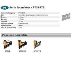 Vinys Bostitch; 3,1x75 mm; 33°; 2200 vnt.; rifliuotu koteliu