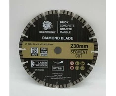 Indian Professional INDIŠKAS PROFESIONALUS DEIMANTINIS DISKAS 230 MM SEGMENTINIS TURBO PJAUSTYMAS INDIŠKAS PROFESIONALUS