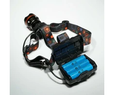 Tiross Žibintuvėlis ant galvos įkraunamas 20W LED fokusuojamu spinduliu ir išorinio akumuliatoriaus (powerbank) funkcija