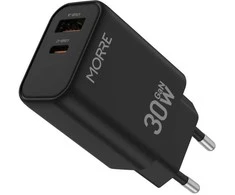 Tiross MORRE Įkroviklis USB/USB-C 30W Juoda