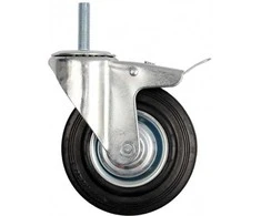 Bikuva.lt Ratukas vežimėliui besisukantis su stabdžiu guminis sriegis D125 100 kg 87333
