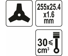 Yato Toya Sa Poland Peilis trimeriui / žoliapjovei / 3T | 25.4 x 255 mm (YT-85155)