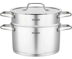 Puodas do gotowania na parze, stal komplektas 3 elementy śr.20cm 3,4l VCASA