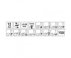 YATO medienos frezų rinkinys lagamine 12 vnt YT-68005