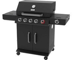 Dujinė kepsninė, 6 degikliai + infraraudonųjų spindulių šoninis degiklis, 19.5 kW, juodo plieno, lauko/sodo, nešiojama, šeimyninė, BBQ grilis
