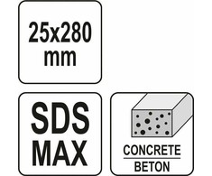 Grąžtas YATO Kaltas plokščias SDS MAX 25mm