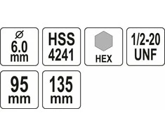 YATO KIAUŠIŲ PJŪKLŲ LAIKIKLIS HSS 1/2" HEX 10mm