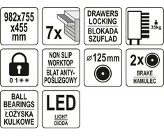 Toya Sa Poland YATO PASLAUGOS SPINTELĖ 7 LED LOGOTIPU STALČIAI