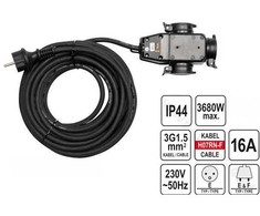 Yato Toya Sa Poland Prailginimo kabelis guminis IP44, 3x1,5mm² 20 m su 3 rozečių lizdais (YT-81162)