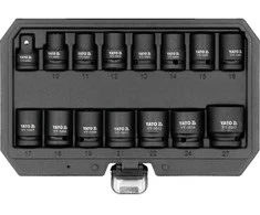 Yato Toya Sa Poland Smūginių trumpų galvučių rinkinys – AS-Drive 1/2", CrMo – 10–27 mm, 15 vnt (YT-10253)