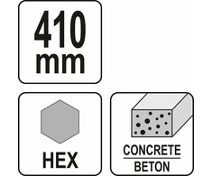 Grąžtas Yato Toya Sa Poland Kaltas smailas aštrus | asfaltui ir betonui | 410 mm / HEX antgalis (YT-47380)