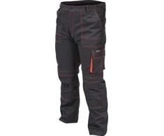 Yato Darbo kelnės, dydis L/XL, su penkiomis kišenėmis, pilkos ir oranžinės spalvos, skirtos apsaugai
