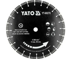 Toya Sa Poland Deimantinis pjovimo diskas gelžbetoniui, akmeniui, granitui | 350 mm, 25.4 mm skylė (YT-60270)