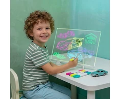 Media-Tech LED DRAWING BOARD – Illuminated LED board with stand for drawing and notes, 30 × 20 cm. The set includes 7 colorful markers and a cleaning cloth.
